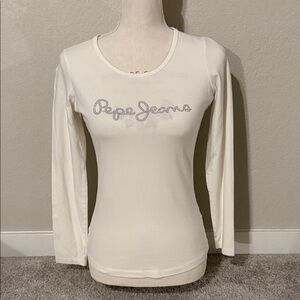 Pepe Jeans Women's Ivory Long Sleeve Tee